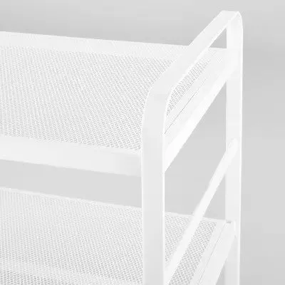 2 Tier Shoe Rack White Metal Mesh - Brightroom