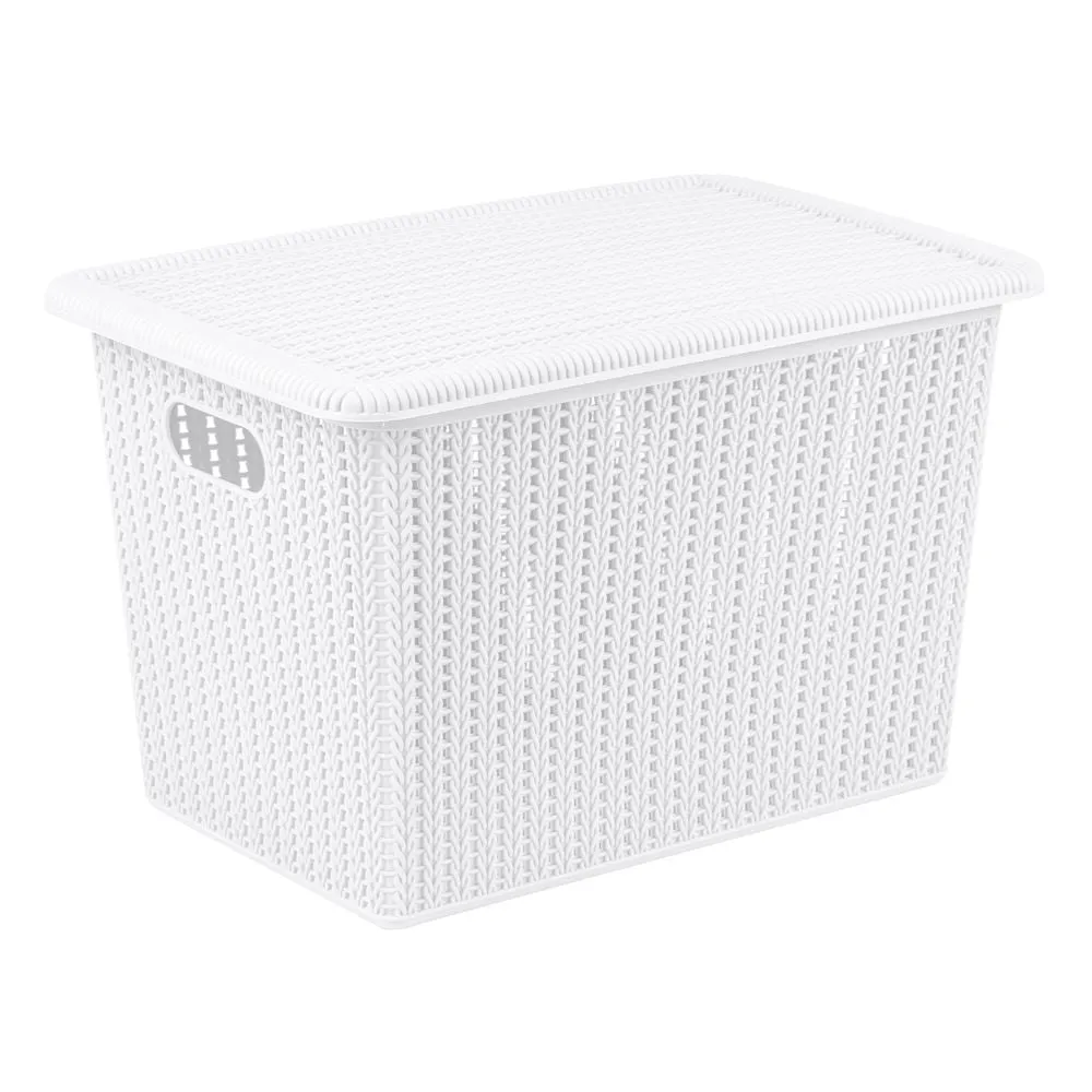 20L Knitted Storage Box White