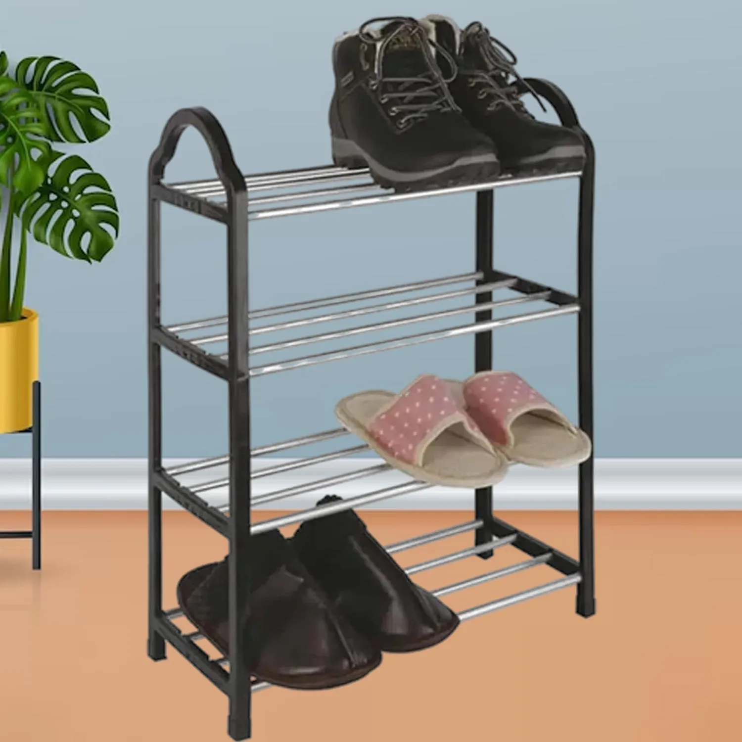 4 Layer Space?saving Shoes Show Rack Folding Shoe Rack (1 Pc)