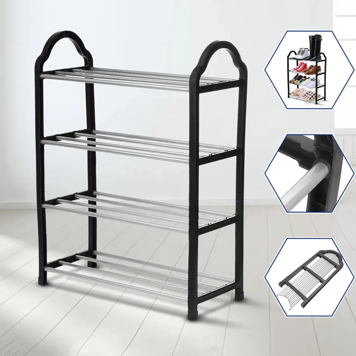 4 Layer Space?saving Shoes Show Rack Folding Shoe Rack (1 Pc)