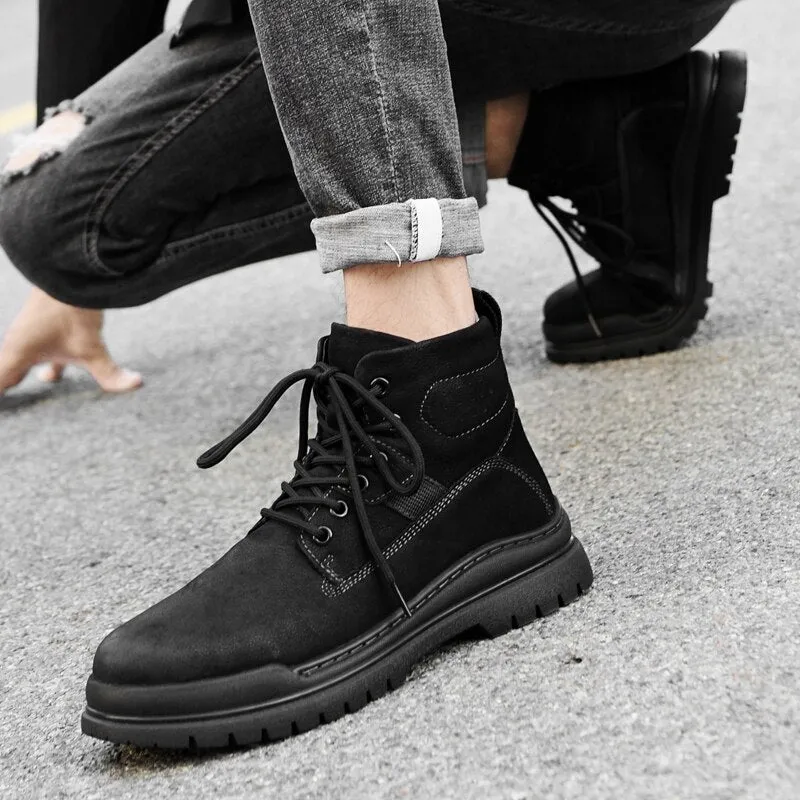 Advbridge Men Winter Boots Genuine Leather Boots Men Casual Shoes Men Outdoor Light Ankle Antislip Warm Zapatos Tooling British Style