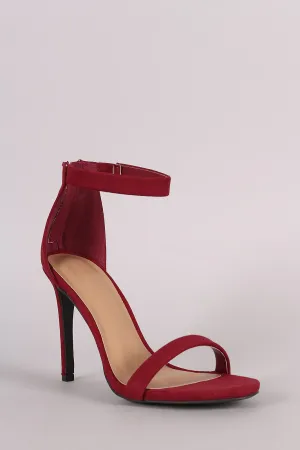 Anne Michelle Suede Ankle Strap Single Sole Heel