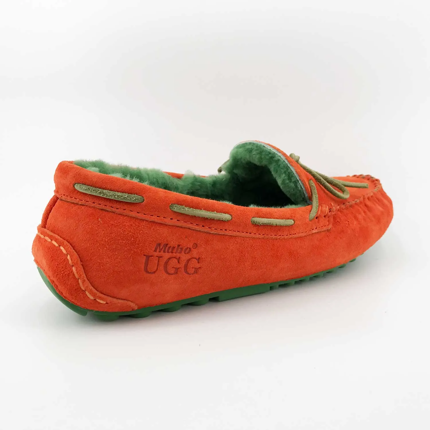 Australian Sheepskin UGG Women Casual Leather Flats UGG Moccasin - Orange