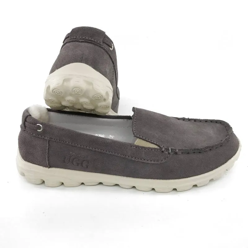 Australian Sheepskin Unisex Casual Flats UGG Moccasin - Grey