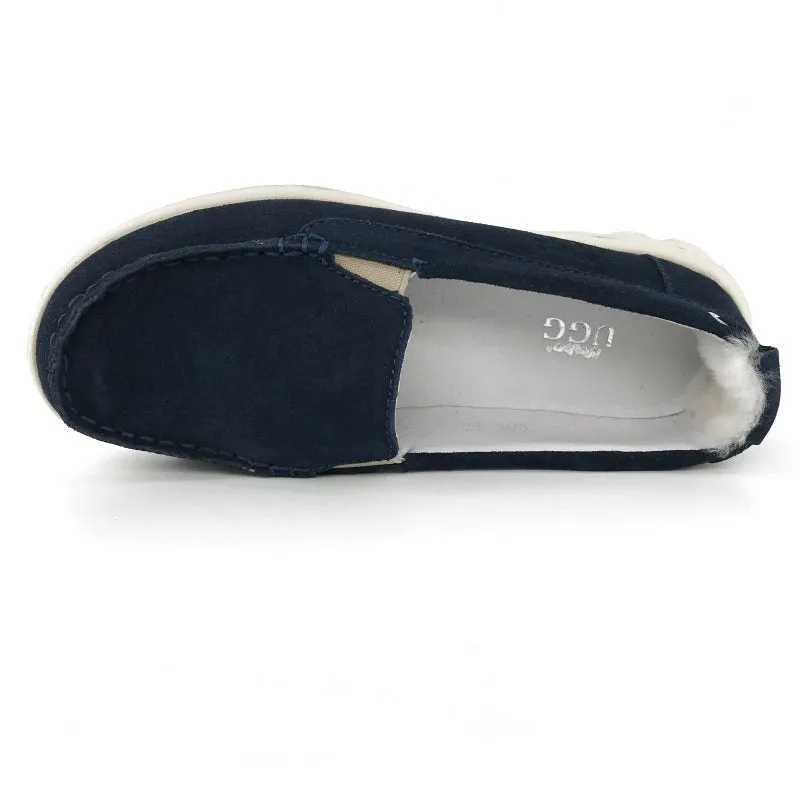 Australian Sheepskin Unisex Casual Flats UGG Moccasin - Navy