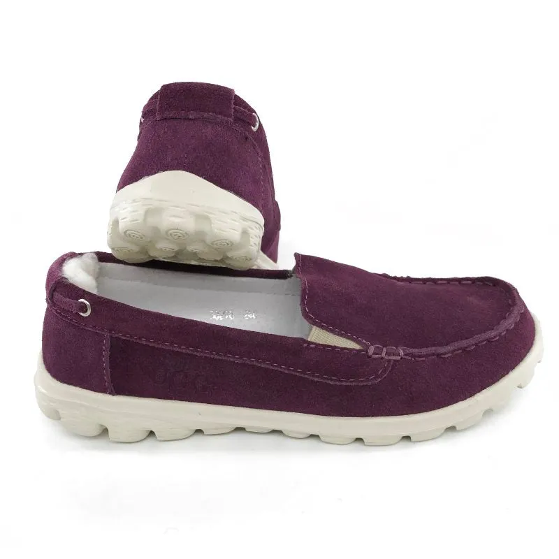 Australian Sheepskin Unisex Casual Flats UGG Moccasin - Wine Red