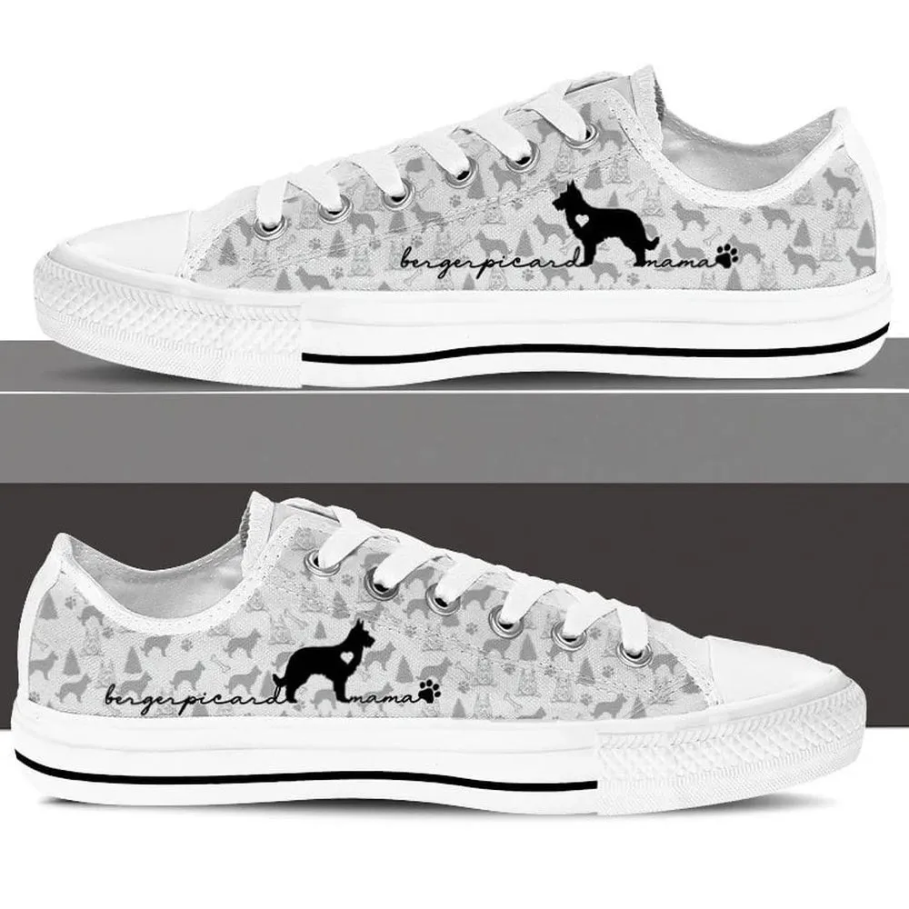 Berger Picard Low Top Shoes, Dog Printed Shoes, Canvas Shoes For Men, Women