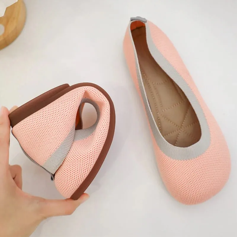 Comfortable Air Mesh Square Toe Ballet Flats for Women