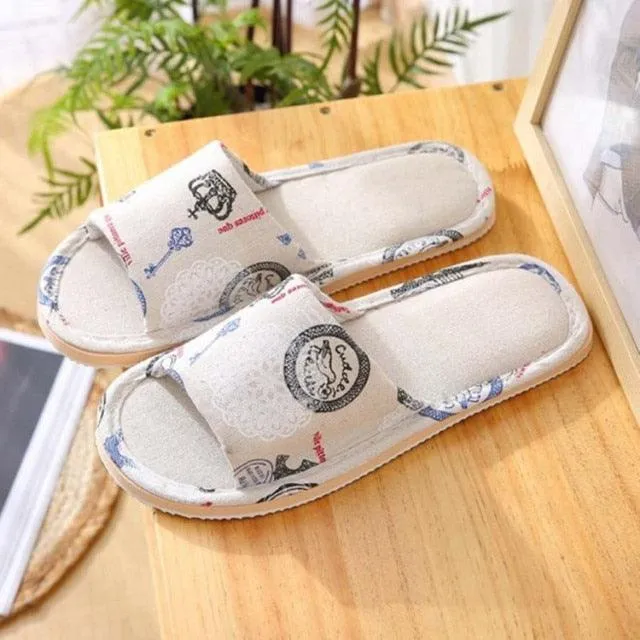 Comfortable Flat Shoes Linen Linen Slippers