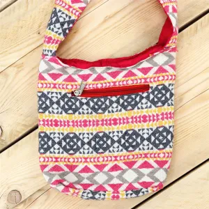 Cotton Canvas Sling Shoulder Bag - Pink