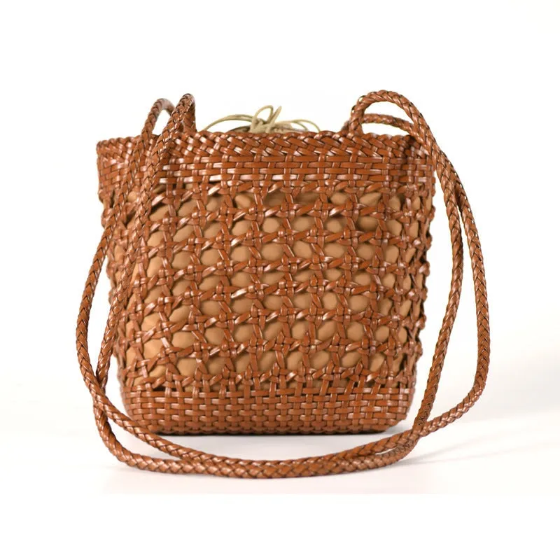 Cowhide Hollow Ladies Woven Bag