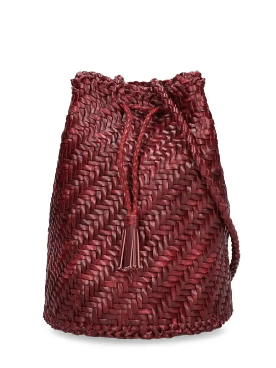 Dragon Diffusion   Pompom Doublej woven leather basket bag 