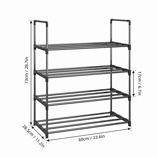 KCHOICE® Shoe Rack 4 Tier/6 Tier Shoe Organizer with 4 Shelves/6 Shelves Metal Shoe Storage Stackable for Living Room Hallway Entrance Black