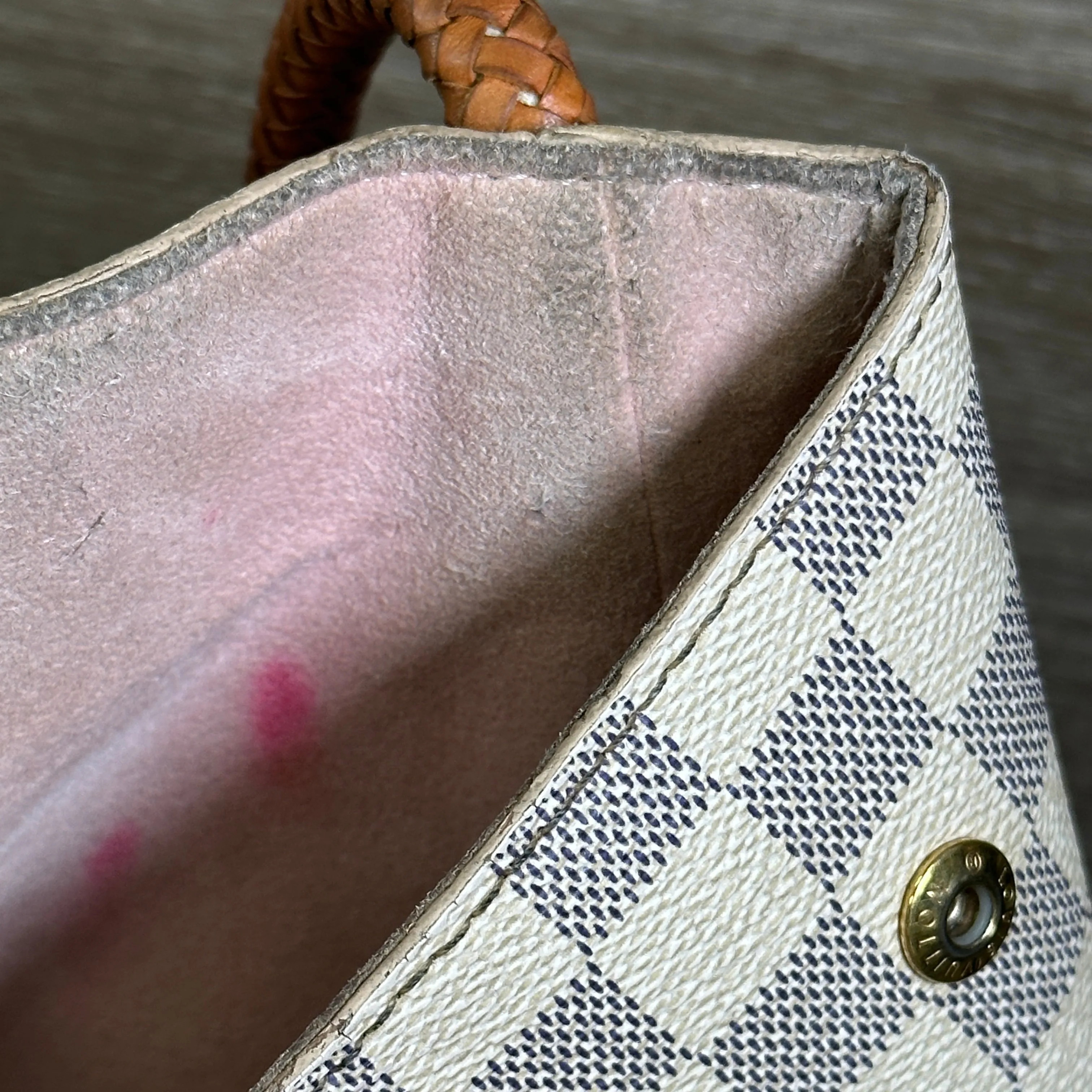 Louis Vuitton Propriano Handbag - Damier Azur with Rose Ballerine Interior