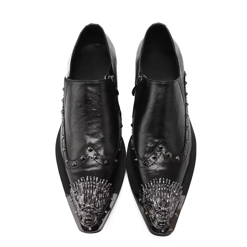 LuxeLeather Exotic-Embossed Slip-on Dress Shoes