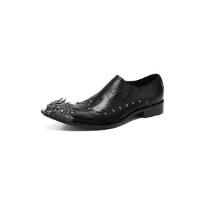 LuxeLeather Exotic-Embossed Slip-on Dress Shoes