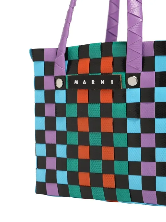 Marni Junior   Color block woven basket bag w/ logo 