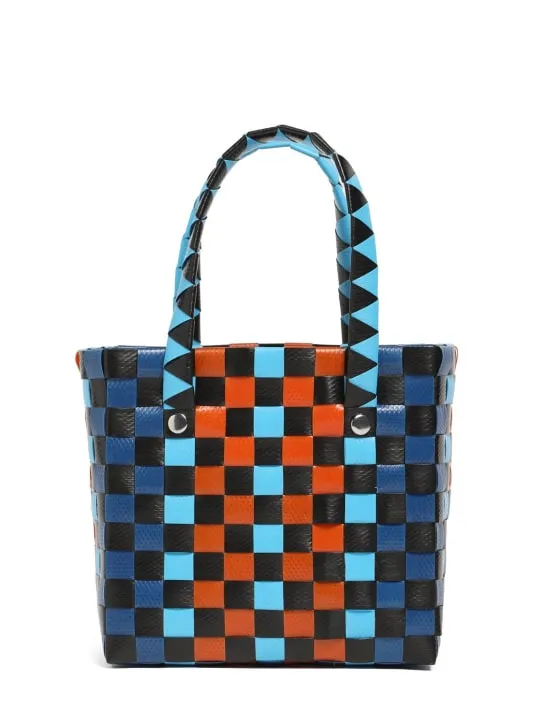 Marni Junior   Color block woven basket bag w/ logo 