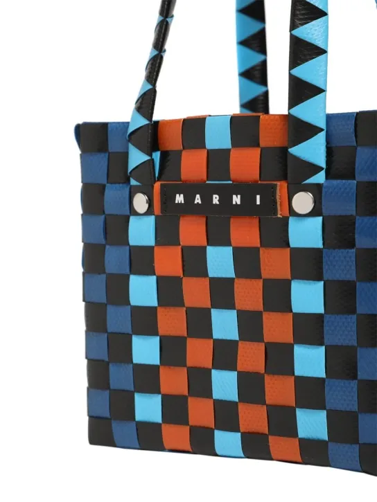 Marni Junior   Color block woven basket bag w/ logo 