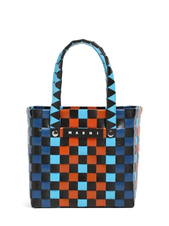 Marni Junior   Color block woven basket bag w/ logo 