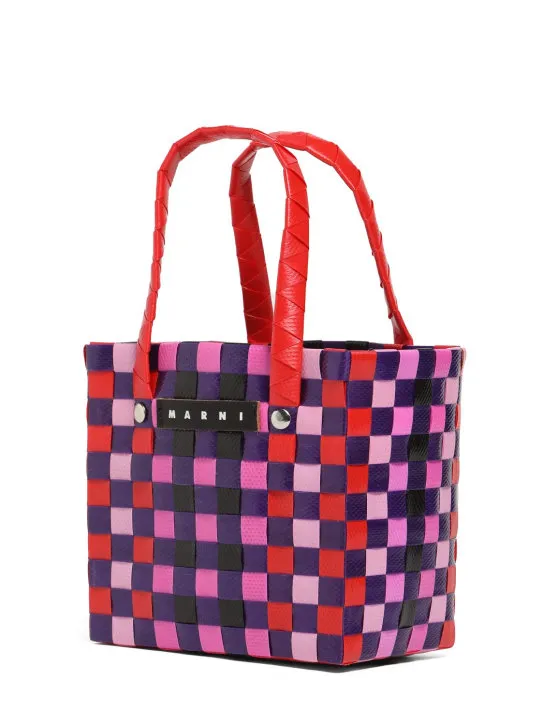 Marni Junior   Color block woven basket bag w/ logo 