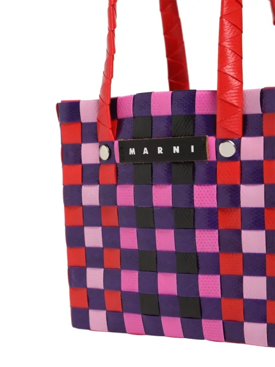 Marni Junior   Color block woven basket bag w/ logo 