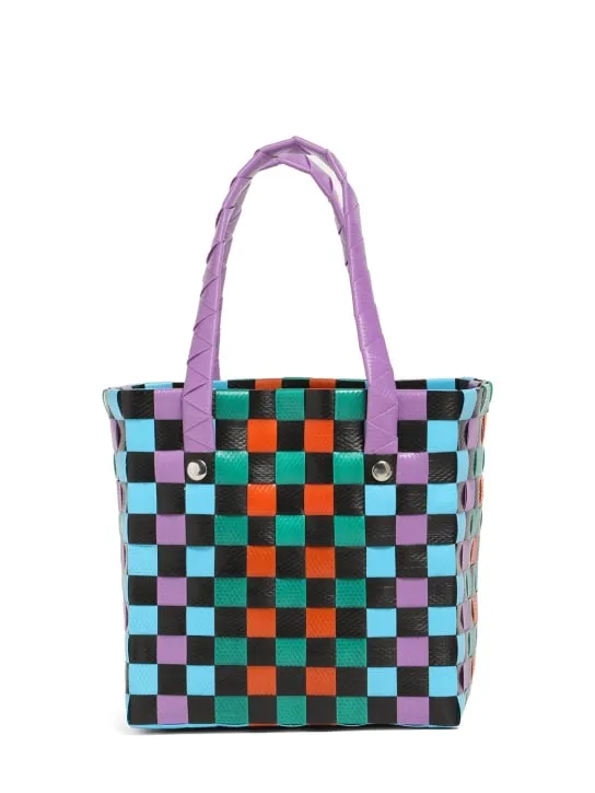 Marni Junior   Color block woven basket bag w/ logo 