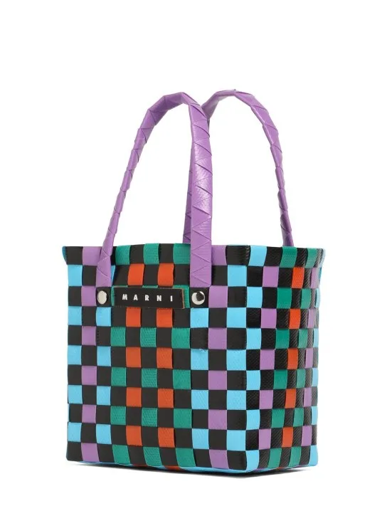 Marni Junior   Color block woven basket bag w/ logo 