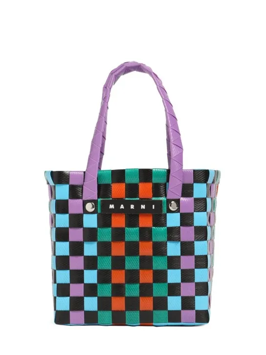 Marni Junior   Color block woven basket bag w/ logo 