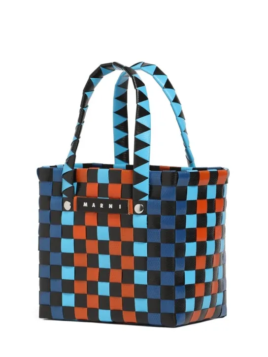 Marni Junior   Color block woven basket bag w/ logo 