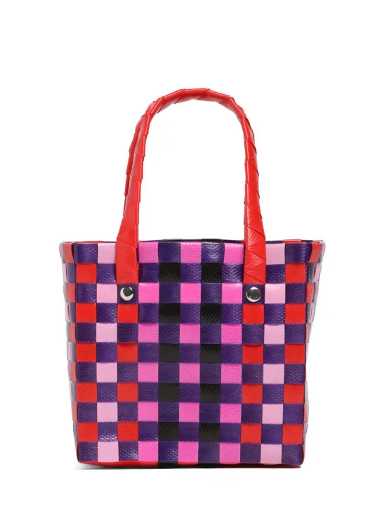 Marni Junior   Color block woven basket bag w/ logo 