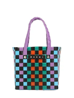 Marni Junior   Color block woven basket bag w/ logo 