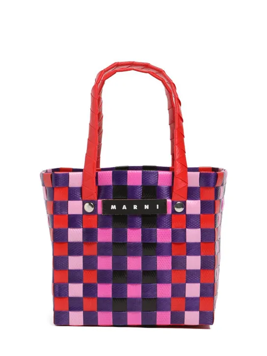 Marni Junior   Color block woven basket bag w/ logo 