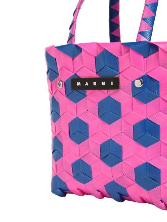 Marni Junior   Color block woven basket bag w/ logo 