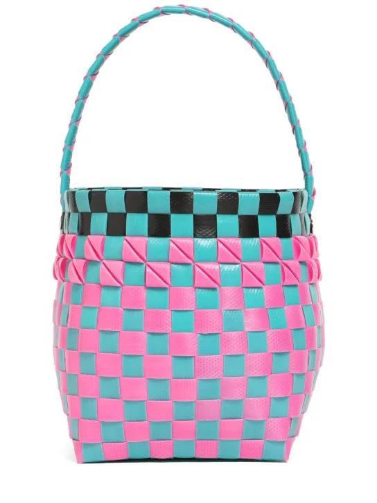 Marni Junior   Color block woven bucket bag w/ logo 