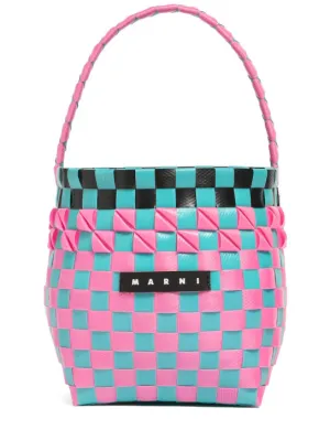 Marni Junior   Color block woven bucket bag w/ logo 