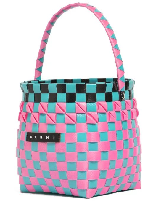 Marni Junior   Color block woven bucket bag w/ logo 