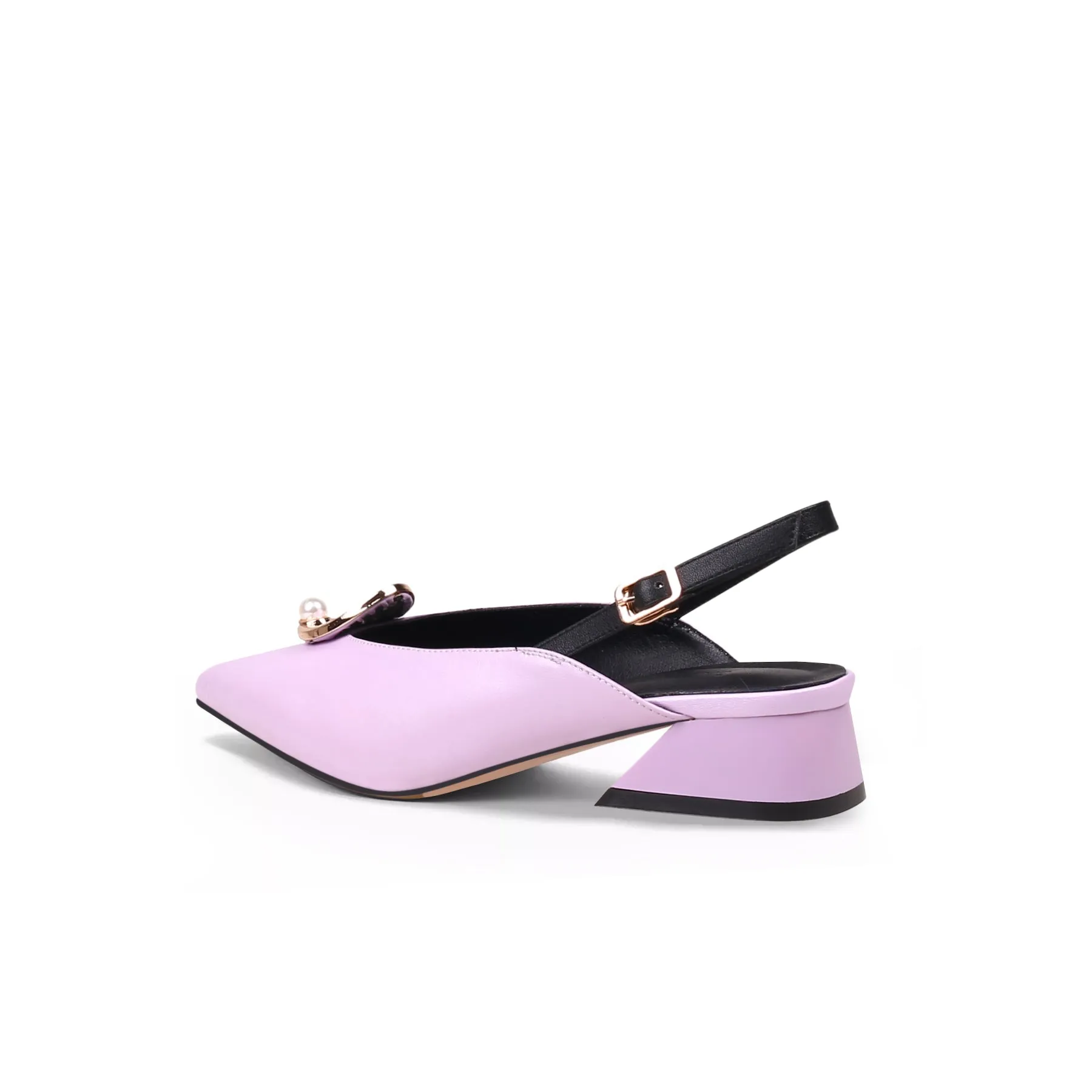 Pearl Retro Leather Slingback Sandals