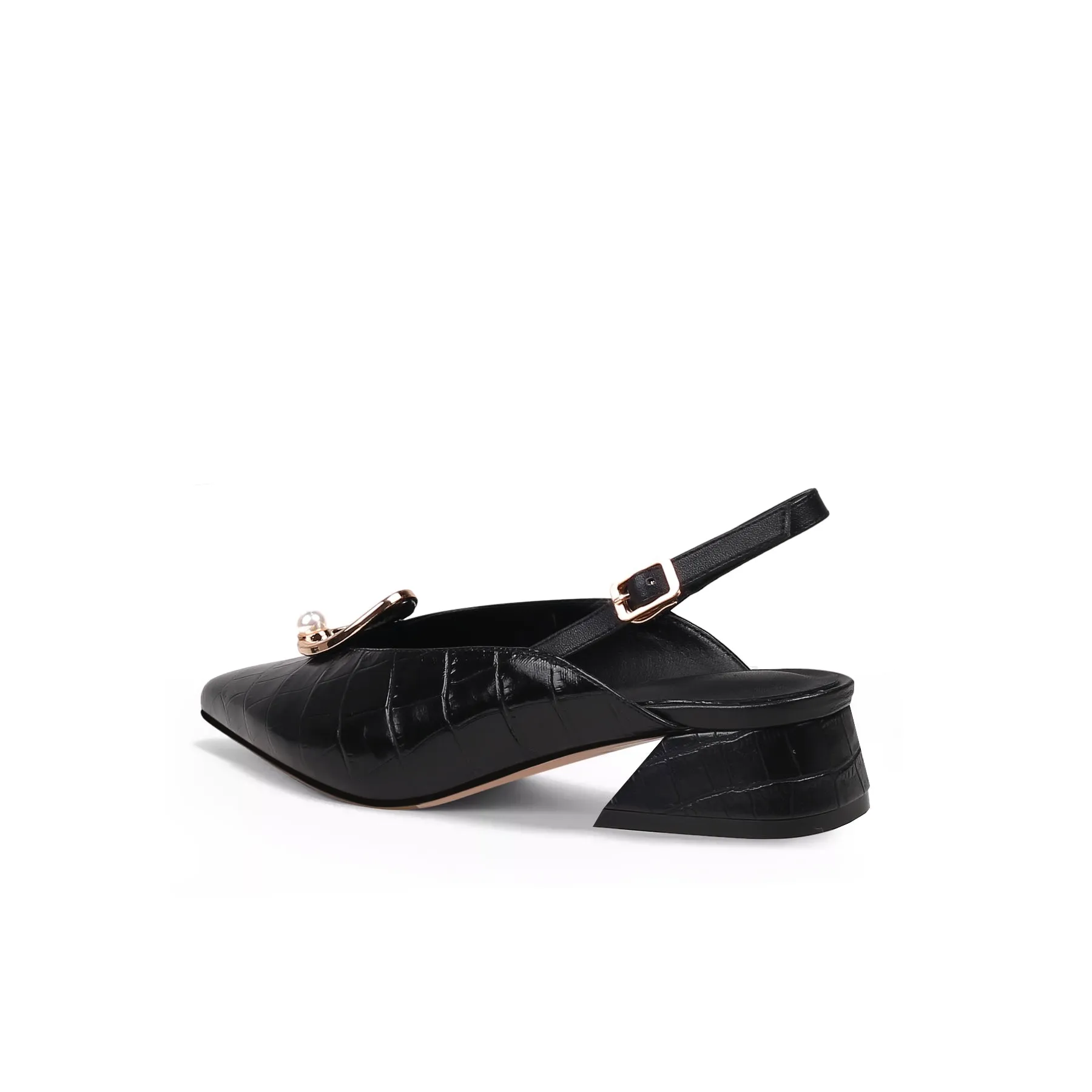 Pearl Retro Leather Slingback Sandals