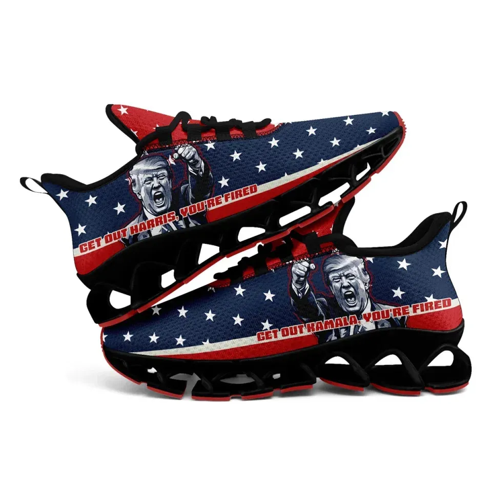 Personalized Trump Theme Sneakers, Custom USA Flag Trump Shoes, Comfortable Cloud Sneakers