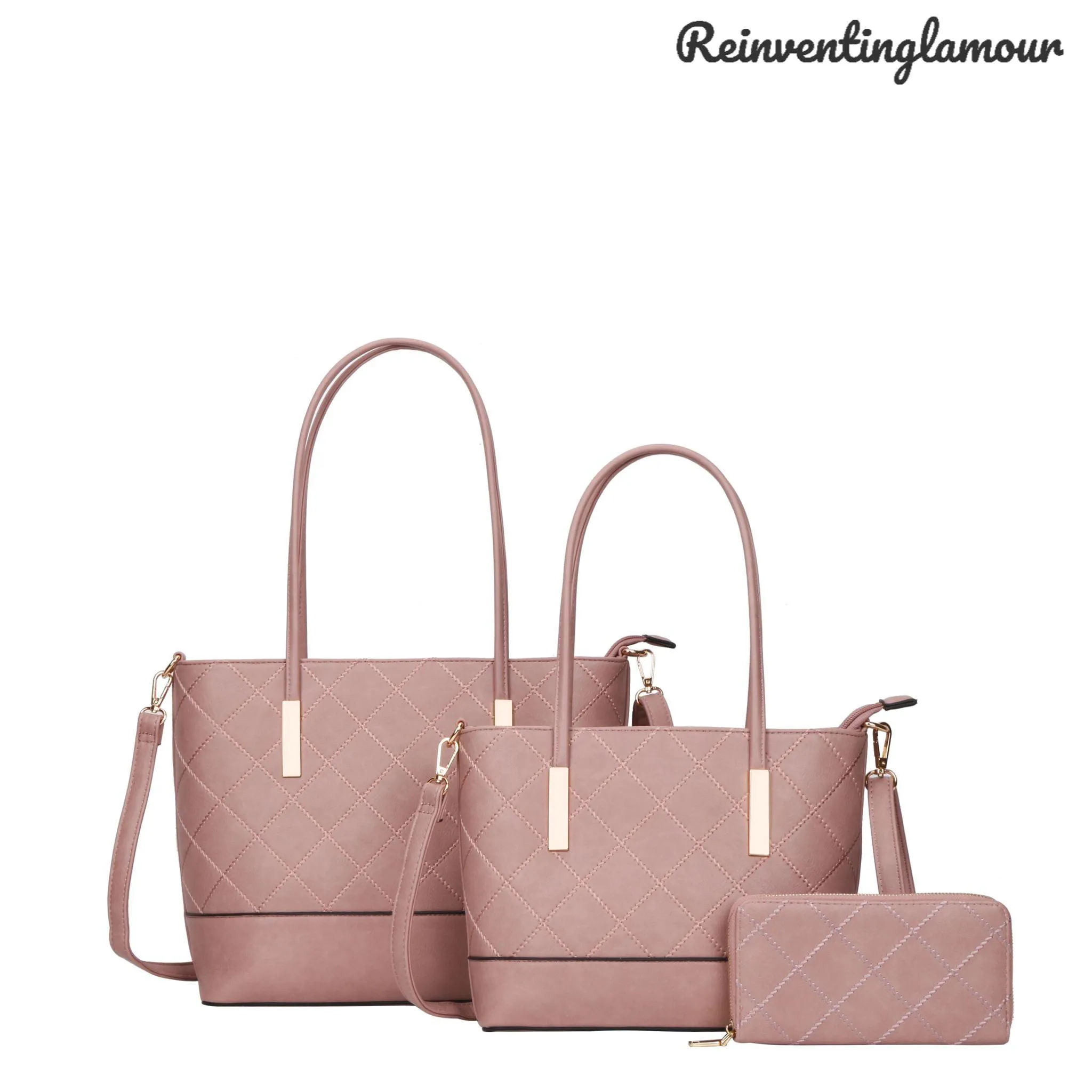 Pink “Luxury” Tote 3 Piece Set