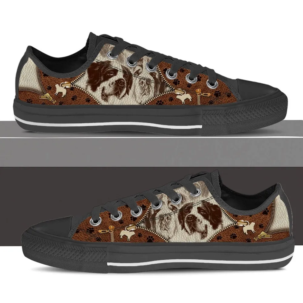 St. Bernard Low Top Shoes - Low Top Sneaker - Dog Walking Shoes Men Women, Dog Printed Shoes, Canvas Shoes For Men, Women