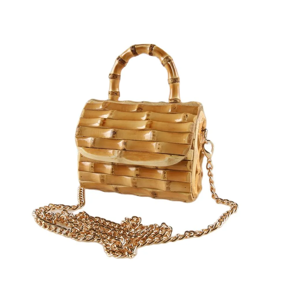 TEEK - Handmade Natural Bamboo Root Top-Handle Mini Bag