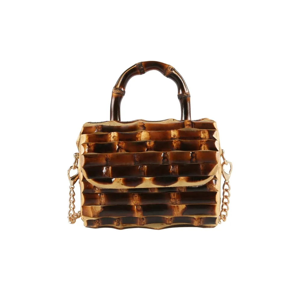 TEEK - Handmade Natural Bamboo Root Top-Handle Mini Bag