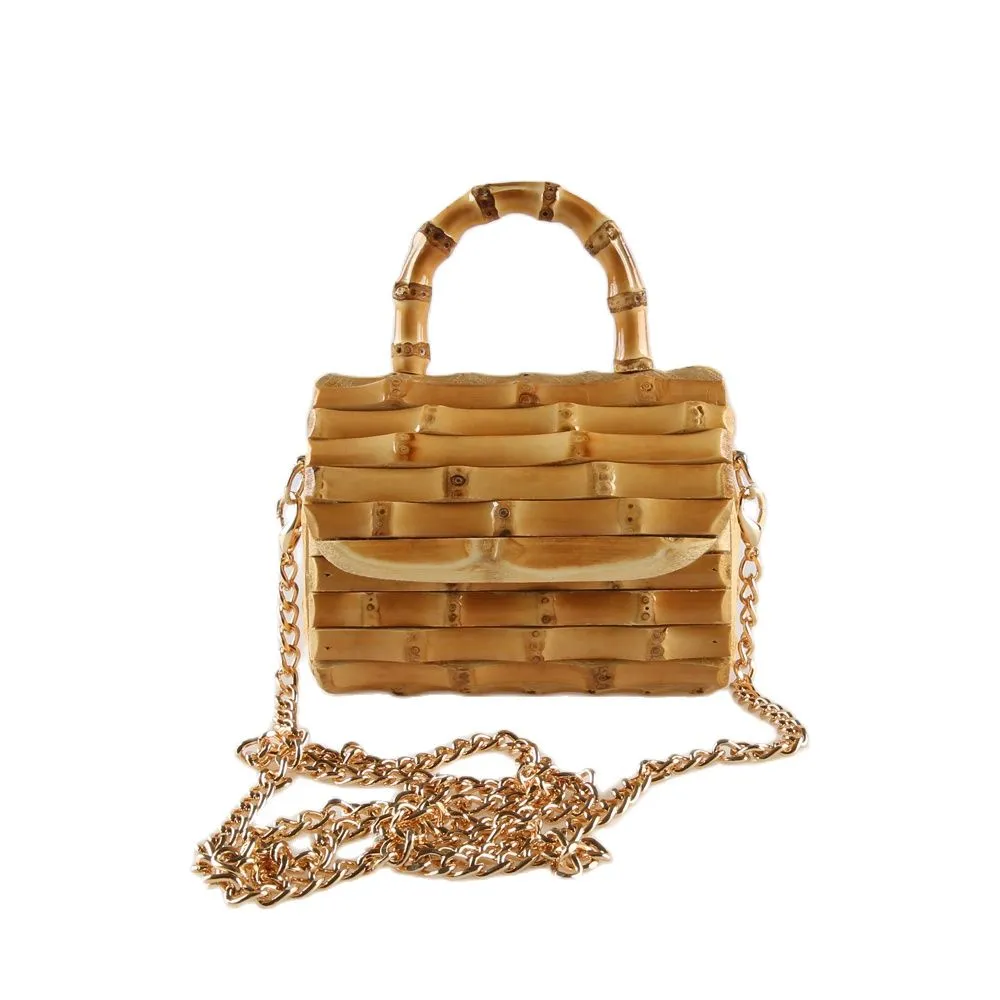 TEEK - Handmade Natural Bamboo Root Top-Handle Mini Bag