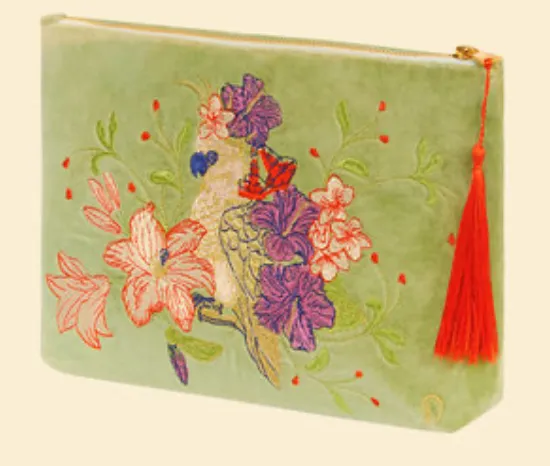 Velvet Zip Pouch- Cocatoo Sage