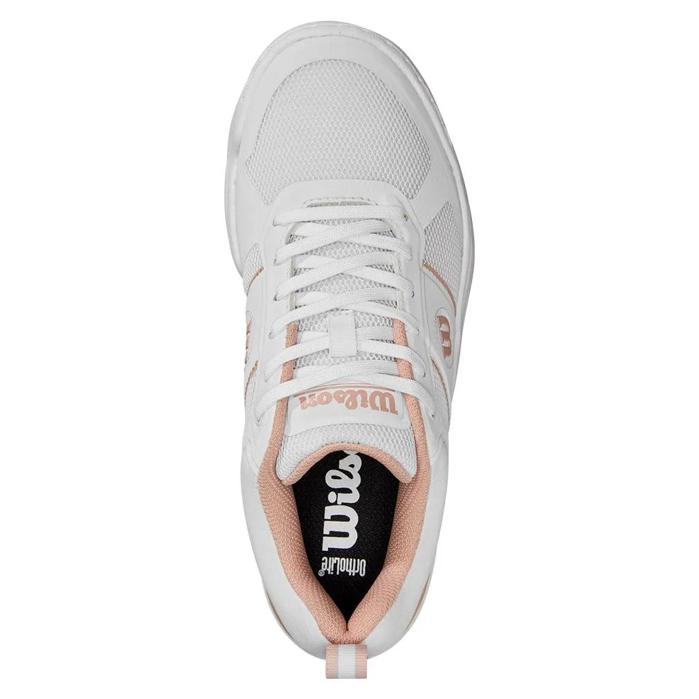 Women`s Pickle Pro Pickleball Shoes White and Cameo Rose