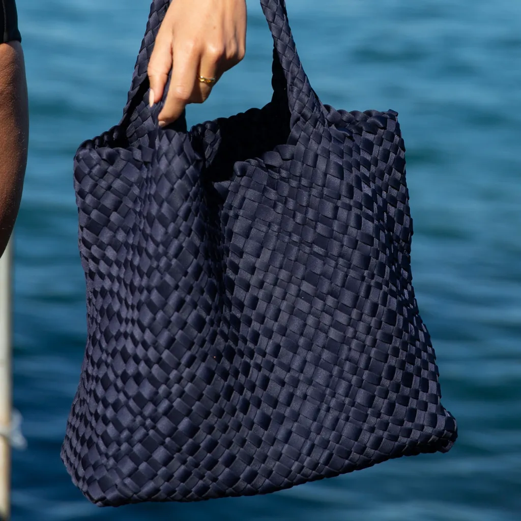 Woven Neoprene Large Tote - Navy