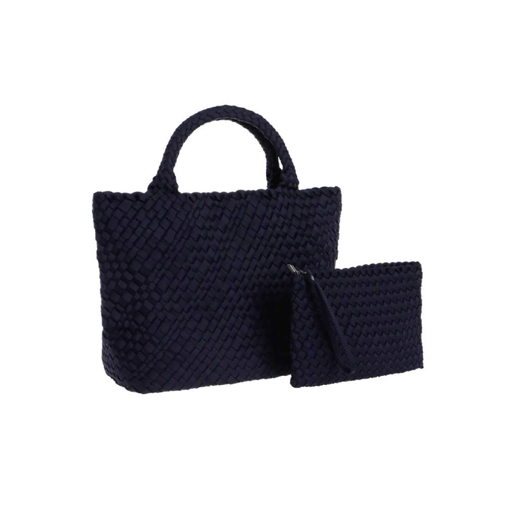 Woven Neoprene Large Tote - Navy