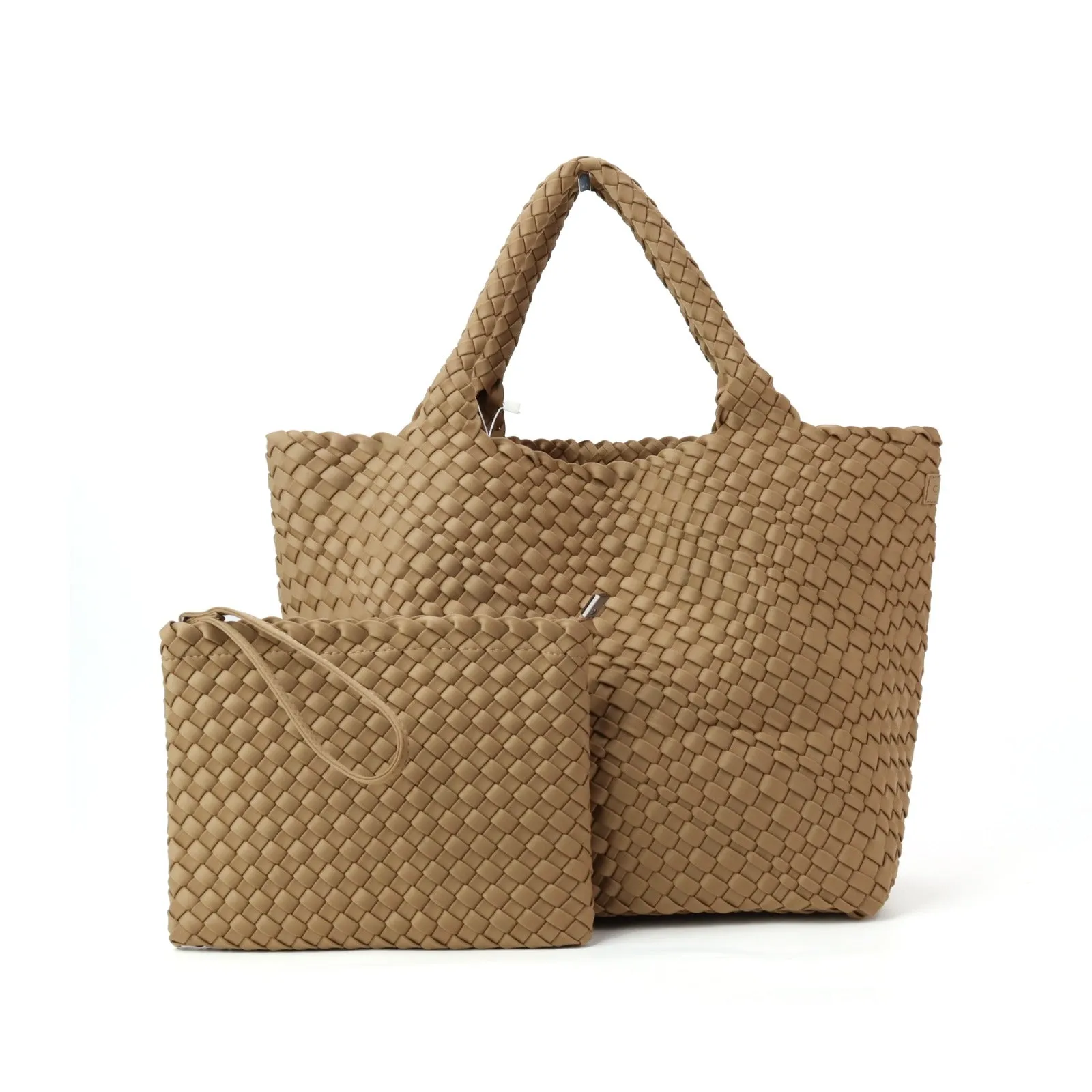 Woven Neoprene Large Tote - Nude